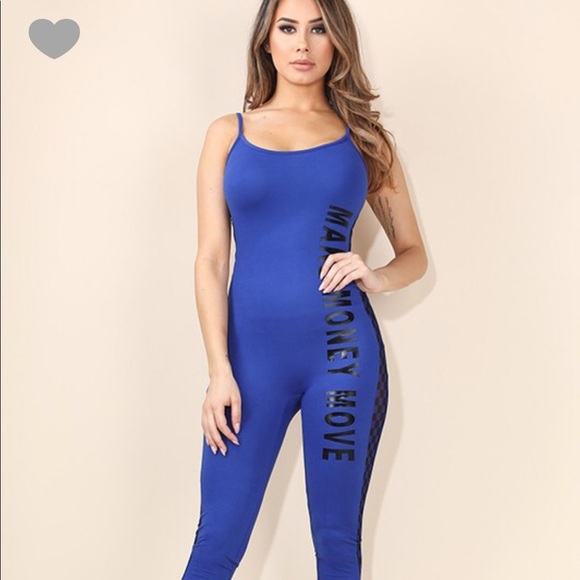 Royal Blue Jumpsuit Bodycon Outfit Slimfit - Picture 3 of 6